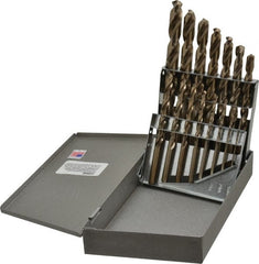 Triumph Twist Drill - 1/16 to 1/2", 135° Point, Gold Finish, Cobalt Jobber Length Drill Bit Set - Eagle Tool & Supply