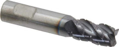 ProMax - 3/8" Diam, 5/8" LOC, 4 Flute Solid Carbide Roughing & Finishing Corner Radius End Mill - AlTiN Finish, 2" OAL, 3/8" Shank Diam, Weldon Shank, 40° Helix, Centercutting, Stub Length - Eagle Tool & Supply
