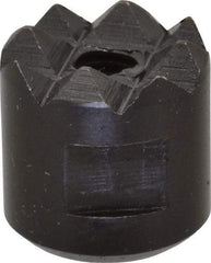 Fairlane - 10-32 Thread, 1/2" Diam, 1/2" High, Threaded, Coarse Tooth Grade Diamond Serration Tooth Pattern, High Speed Steel, Round Positioning Gripper - 3/16" Flat Width, Black Oxide Coated - Eagle Tool & Supply