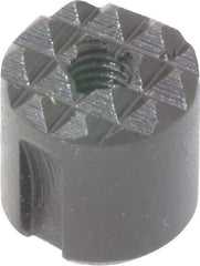 Fairlane - 10-32 Thread, 1/2" Diam, 1/2" High, Threaded, Fine Tooth Grade Diamond Serration Tooth Pattern, High Speed Steel, Round Positioning Gripper - 0.13" Flat Width, Black Oxide Coated - Eagle Tool & Supply