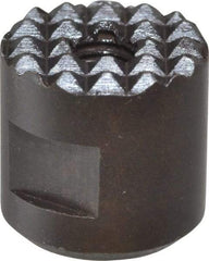 Fairlane - 10-32 Thread, 1/2" Diam, 1/2" High, Threaded, Extra Fine Tooth Grade Diamond Serration Tooth Pattern, High Speed Steel, Round Positioning Gripper - 3/16" Flat Width, Black Oxide Coated - Eagle Tool & Supply