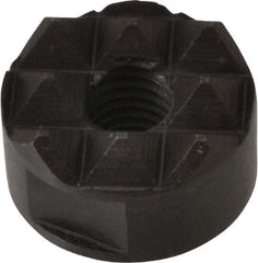 Fairlane - 1/4-28 Thread, 5/8" Diam, 3/8" High, Threaded, Coarse Tooth Grade Diamond Serration Tooth Pattern, High Speed Steel, Round Positioning Gripper - 3/16" Flat Width, Black Oxide Coated - Eagle Tool & Supply
