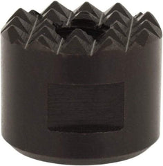 Fairlane - 1/4-28 Thread, 5/8" Diam, 1/2" High, Threaded, Fine Tooth Grade Diamond Serration Tooth Pattern, High Speed Steel, Round Positioning Gripper - 3/16" Flat Width, Black Oxide Coated - Eagle Tool & Supply