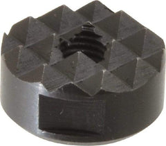 Fairlane - 1/4-28 Thread, 3/4" Diam, 3/8" High, Threaded, Coarse Tooth Grade Diamond Serration Tooth Pattern, High Speed Steel, Round Positioning Gripper - 3/16" Flat Width, Black Oxide Coated - Eagle Tool & Supply