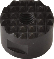 Fairlane - 1/4-28 Thread, 3/4" Diam, 1/2" High, Threaded, Fine Tooth Grade Diamond Serration Tooth Pattern, High Speed Steel, Round Positioning Gripper - 3/16" Flat Width, Black Oxide Coated - Eagle Tool & Supply