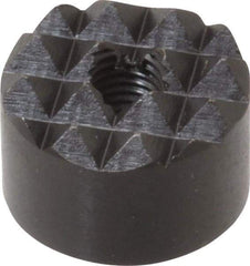 Fairlane - 1/4-28 Thread, 3/4" Diam, 1/2" High, Threaded, Coarse Tooth Grade Diamond Serration Tooth Pattern, High Speed Steel, Round Positioning Gripper - 3/16" Flat Width, Black Oxide Coated - Eagle Tool & Supply
