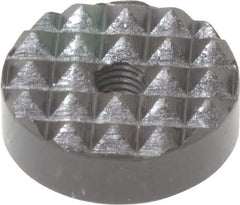 Fairlane - 1/4-28 Thread, 1" Diam, 3/8" High, Threaded, Coarse Tooth Grade Diamond Serration Tooth Pattern, High Speed Steel, Round Positioning Gripper - 3/16" Flat Width, Black Oxide Coated - Eagle Tool & Supply