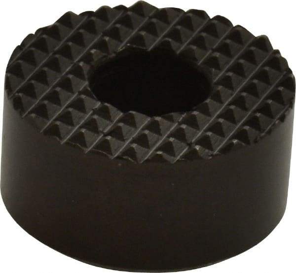 Fairlane - 1" Diam, 1/2" High, 1/4 C Bore SHCS, Counterbored, Extra Fine Tooth Grade Diamond Serration Tooth Pattern, High Speed Steel, Round Positioning Gripper - Black Oxide Coated - Eagle Tool & Supply