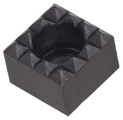 Fairlane - 3/4" Square, 1/2" High, 1/4 C Bore SHCS Size, Fine Tooth Grade, Diamond Serration, High Speed Steel, Square Positioning Gripper - 0.03 x 45A° Chamfer, 5/16" Counterbore Depth, Black Oxide Finish - Eagle Tool & Supply
