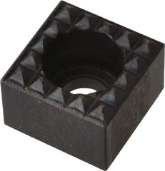 Fairlane - 1/2" Square, 3/8" High, #10 C Bore SHCS Size, Extra Fine Tooth Grade, Diamond Serration, High Speed Steel, Square Positioning Gripper - 0.03 x 45A° Chamfer, 1/4" Counterbore Depth, Black Oxide Finish - Eagle Tool & Supply