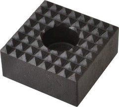 Fairlane - 1" Square, 1/2" High, 1/4 C Bore SHCS Size, Fine Tooth Grade, Diamond Serration, High Speed Steel, Square Positioning Gripper - 0.03 x 45A° Chamfer, 5/16" Counterbore Depth, Black Oxide Finish - Eagle Tool & Supply