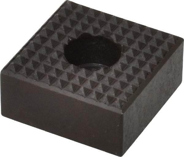 Fairlane - 1" Square, 1/2" High, 1/4 C Bore SHCS Size, Extra Fine Tooth Grade, Diamond Serration, High Speed Steel, Square Positioning Gripper - 0.03 x 45A° Chamfer, 5/16" Counterbore Depth, Black Oxide Finish - Eagle Tool & Supply