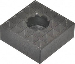 Fairlane - 1" Square, 1/2" High, 1/4 C Bore SHCS Size, Coarse Tooth Grade, Diamond Serration, High Speed Steel, Square Positioning Gripper - 0.03 x 45A° Chamfer, 5/16" Counterbore Depth, Black Oxide Finish - Eagle Tool & Supply