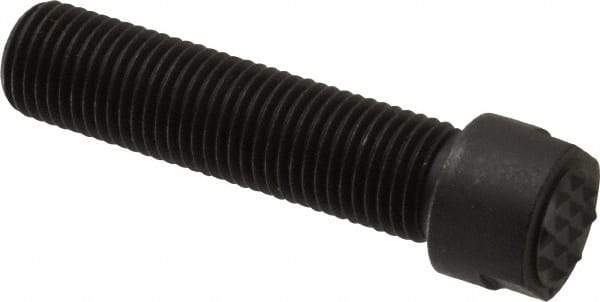 Fairlane - Serrated Tooth, 3/8-24, 1/8" Internal Hex, 1-1/2" Shank Length, 1-1/2" Thread Length, Black Oxide Finish, Round Head, Adjustable Positioning Gripper - 3/8" Pad Diam, 1/2" Hex, 0.15" Head Height, Extra Fine Tooth Grade - Eagle Tool & Supply