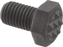 Fairlane - Serrated Tooth, 5/16-24, 1/2" Shank Length, 1/2" Thread Length, Black Oxide Finish, Hex Head, Adjustable Positioning Gripper - 3/8" Pad Diam, 1/2" Hex, 1/4" Head Height, Fine Tooth Grade - Eagle Tool & Supply