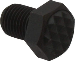 Fairlane - Serrated Tooth, 3/8-24, 1/2" Shank Length, 1/2" Thread Length, Black Oxide Finish, Hex Head, Adjustable Positioning Gripper - 1/2" Pad Diam, 9/16" Hex, 9/32" Head Height, Fine Tooth Grade - Eagle Tool & Supply