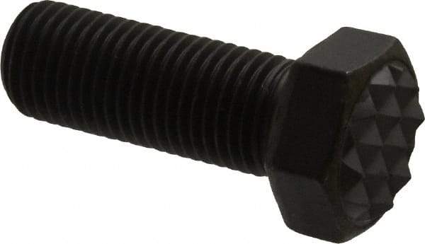 Fairlane - Serrated Tooth, 3/8-24, 1" Shank Length, 1" Thread Length, Black Oxide Finish, Hex Head, Adjustable Positioning Gripper - 1/2" Pad Diam, 9/16" Hex, 9/32" Head Height, Fine Tooth Grade - Eagle Tool & Supply