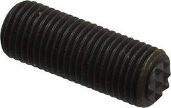 Fairlane - Serrated Tooth, 3/8-24, 3/16" Internal Hex, 1" Thread Length, Black Oxide Finish, Fully Threaded, Adjustable Positioning Gripper - 1/4" Pad Diam, Extra Fine Tooth Grade - Eagle Tool & Supply