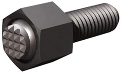 Fairlane - 5/16-24, 1-1/2" Thread Length, 5/16" Ball Diam, Serrated Ball Pad Surface, Alloy Steel, Black Oxide, Hex Head, Swivel Action Gripper Assemblies - 7/16" Head Height, 1/2" Hex, 5/16" Contact Diam, High Speed Steel Ball - Eagle Tool & Supply