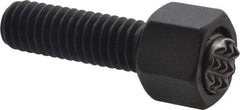 Fairlane - 5/16-18, 1" Thread Length, 5/16" Ball Diam, Serrated Ball Pad Surface, Alloy Steel, Black Oxide, Hex Head, Swivel Action Gripper Assemblies - 7/16" Head Height, 1/2" Hex, 5/16" Contact Diam, High Speed Steel Ball - Eagle Tool & Supply