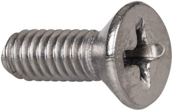 Value Collection - #8-32 UNC, 1/2" OAL Phillips Drive Machine Screw - Flat Head, Grade 316 Stainless Steel, Uncoated, Without Washer - Eagle Tool & Supply