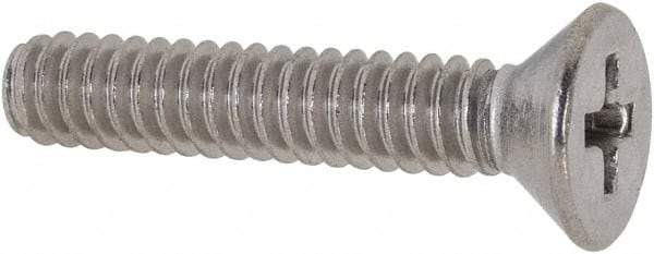 Value Collection - #10-24 UNC, 1" OAL Phillips Drive Machine Screw - Flat Head, Grade 316 Stainless Steel, Uncoated, Without Washer - Eagle Tool & Supply