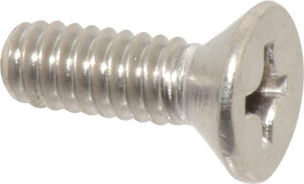 Value Collection - 1/4-20 UNC, 3/4" OAL Phillips Drive Machine Screw - Flat Head, Grade 316 Stainless Steel, Uncoated, Without Washer - Eagle Tool & Supply