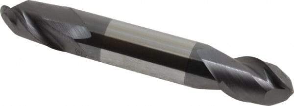 Accupro - 3/8" Diam, 1/2" LOC, 2 Flute Solid Carbide Ball End Mill - AlTiN Finish, Double End, 2-1/2" OAL, 3/8" Shank Diam, Spiral Flute - Eagle Tool & Supply