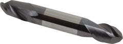 Accupro - 3/8" Diam, 1/2" LOC, 2 Flute Solid Carbide Ball End Mill - AlTiN Finish, Double End, 2-1/2" OAL, 3/8" Shank Diam, Spiral Flute - Eagle Tool & Supply