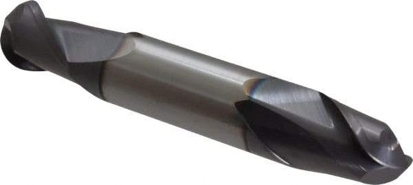 Accupro - 1/2" Diam, 5/8" LOC, 2 Flute Solid Carbide Ball End Mill - AlTiN Finish, Double End, 3" OAL, 1/2" Shank Diam, Spiral Flute - Eagle Tool & Supply