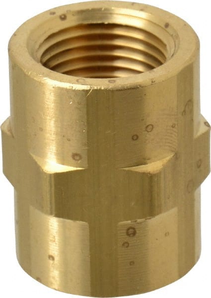 Eaton - 3/8 Female Thread, Brass Industrial Pipe Coupling - Eagle Tool & Supply