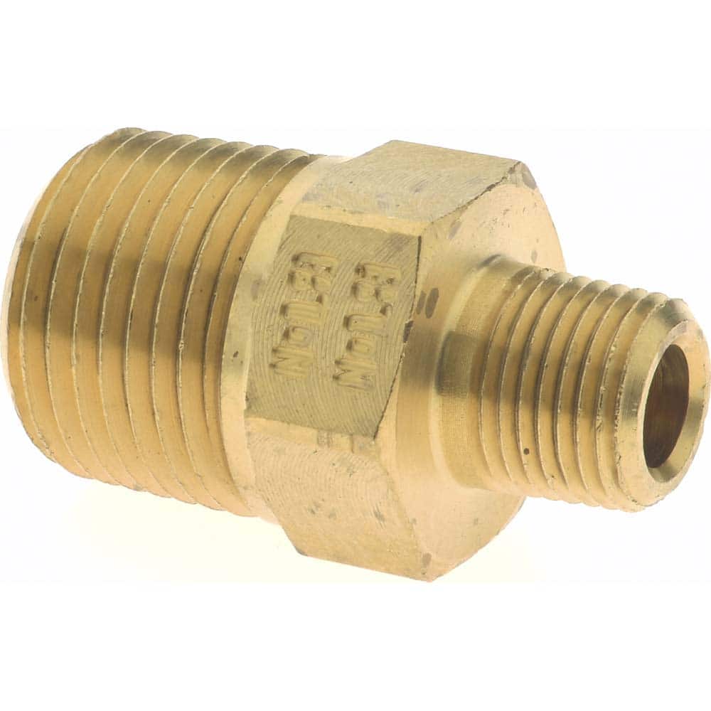 Eaton - 3/8 x 1/8 Male Thread, Brass Industrial Pipe Hex Nipple - Eagle Tool & Supply
