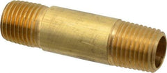 Eaton - 1/4 Male Thread, Brass Industrial Pipe Long Nipple - MNPTF, 1,200 psi - Eagle Tool & Supply