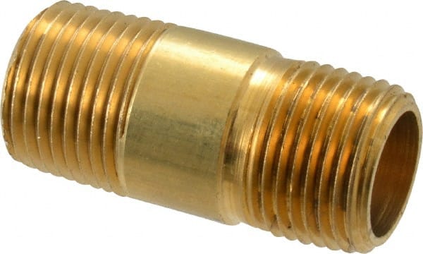 Eaton - 3/8 Male Thread, Brass Industrial Pipe Long Nipple - Eagle Tool & Supply