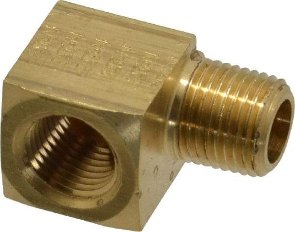 Eaton - 1/8 Male Thread x 1/8 Female Thread, Brass Industrial Pipe 90° Street Elbow - MNPTF x FNPTF, 1,200 psi - Eagle Tool & Supply
