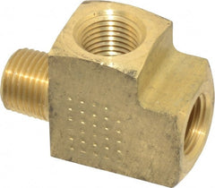 Industrial Pipe Street Tee: 1/8″ Female Thread, 1/8″ Male Thread, MNPTF x FNPTF 1,200 Max psi, Brass