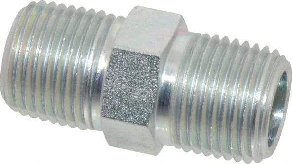 Eaton - 1/2 Male Thread, Steel Industrial Pipe Hex Nipple - MNPT, 6,000 psi - Eagle Tool & Supply