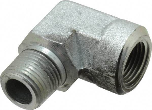 Eaton - 3/8 Male Thread x 3/8 Female Thread, Steel Industrial Pipe 90° Street Elbow - MNPT x FNPT, 5,000 psi - Eagle Tool & Supply