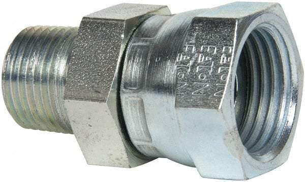 Eaton - 3/8-18 Male Thread x 1/2-14 Female Thread, Steel Industrial Pipe Adapter - MNPT x FNPSM, 2,500 psi - Eagle Tool & Supply