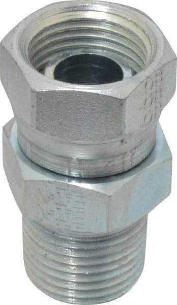 Eaton - 1/2-14 Male Thread x 1/2-14 Female Thread, Steel Industrial Pipe Adapter - MNPT x FNPSM, 2,500 psi - Eagle Tool & Supply