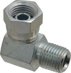 Weatherhead - 1/4-18 Male Thread x 1/4-18 Female Thread, Steel Industrial Pipe 90° Elbow Adapter - FNPSM x MNPT, 2,500 psi - Eagle Tool & Supply