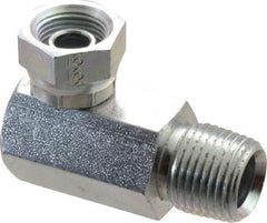 Weatherhead - 1/2-14 Male Thread x 3/8-18 Female Thread, Steel Industrial Pipe 90° Elbow Adapter - FNPSM x MNPT, 2,500 psi - Eagle Tool & Supply
