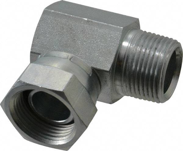 Weatherhead - 3/4-14 Male Thread x 3/4-14 Female Thread, Steel Industrial Pipe 90° Elbow Adapter - FNPSM x MNPT, 2,500 psi - Eagle Tool & Supply