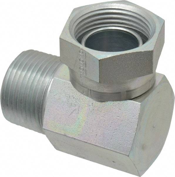 Weatherhead - 1 - 11-1/2 Male Thread x 1 - 11-1/2 Female Thread, Steel Industrial Pipe 90° Elbow Adapter - FNPSM x MNPT, 2,500 psi - Eagle Tool & Supply