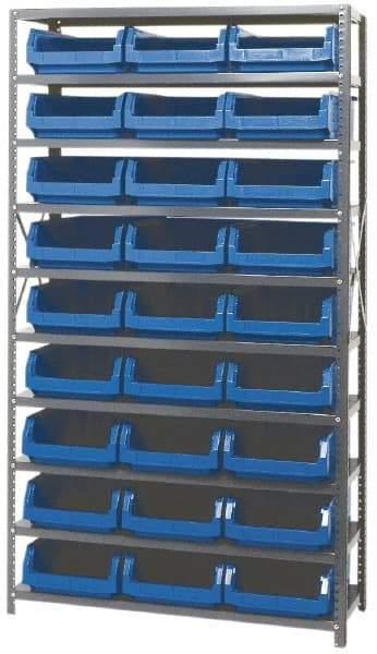 Quantum Storage - 4,275 Lb Capacity, 18" Deep x 42" Wide x 75" High, Steel Pick Rack - 27 Black Polyethylene Bins - Eagle Tool & Supply