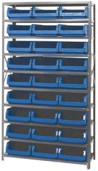 Quantum Storage - 4,275 Lb Capacity, 18" Deep x 42" Wide x 75" High, Steel Pick Rack - 27 Black Polyethylene Bins - Eagle Tool & Supply