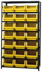 Quantum Storage - 3,325 Lb Capacity, 18" Deep x 42" Wide x 75" High, Steel Pick Rack - 21 Black Polyethylene Bins - Eagle Tool & Supply