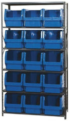 Quantum Storage - 2,375 Lb Capacity, 18" Deep x 42" Wide x 75" High, Steel Pick Rack - 15 Black Polyethylene Bins - Eagle Tool & Supply