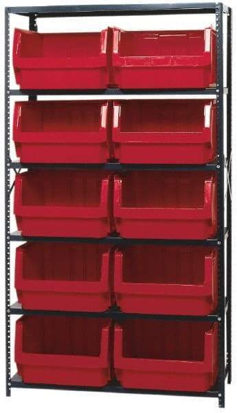 Quantum Storage - 2,375 Lb Capacity, 18" Deep x 42" Wide x 75" High, Steel Pick Rack - 10 Black Polyethylene Bins - Eagle Tool & Supply