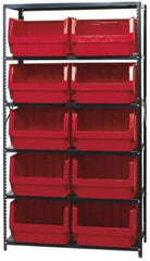 Quantum Storage - 2,375 Lb Capacity, 18" Deep x 42" Wide x 75" High, Steel Pick Rack - 10 Black Polyethylene Bins - Eagle Tool & Supply